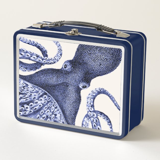 Landscape Blue Octopus Metal Lunch Box (Front)