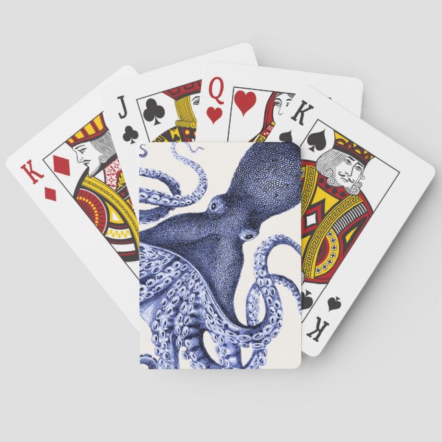 Landscape Blue Octopus Playing Cards (Back)