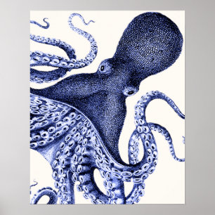 Landscape Blue Octopus Poster