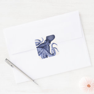 Landscape Blue Octopus Square Sticker