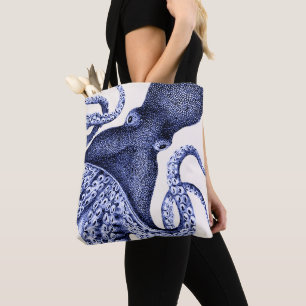 Landscape Blue Octopus Tote Bag
