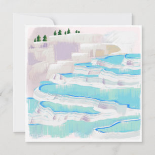 Landscape blue Pamukkale painterly Holiday Card