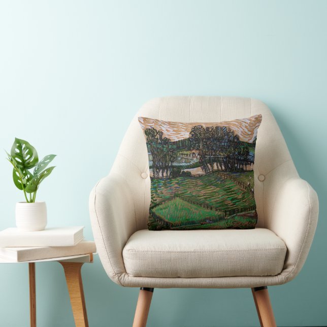 Landscape, Bridge Across Oise by Vincent van Gogh Cushion (Chair)