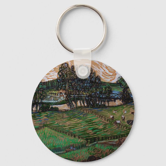 Landscape, Bridge Across Oise by Vincent van Gogh Key Ring (Front)