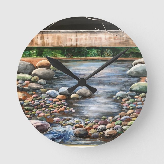  Landscape Brook Blues Round Clock (Front)