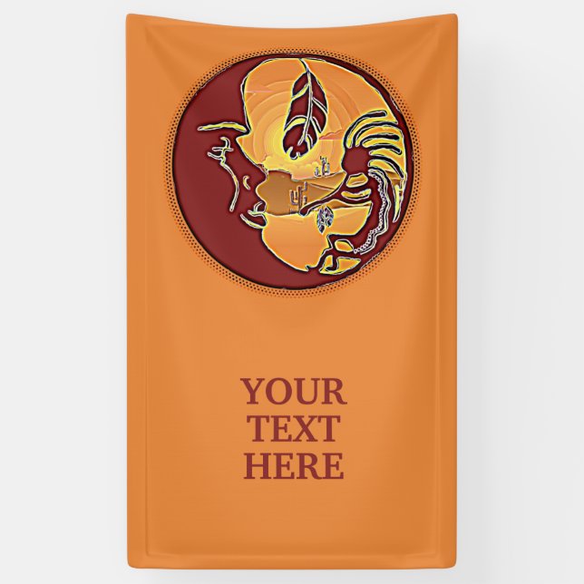 Landscape Button - Kokopelli Moon Feather 1 Banner (Vertical)