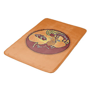 Landscape Button - Kokopelli Moon Feather 1 Bath Mat