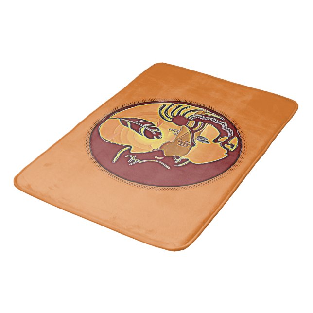 Landscape Button - Kokopelli Moon Feather 1 Bath Mat (Angled)