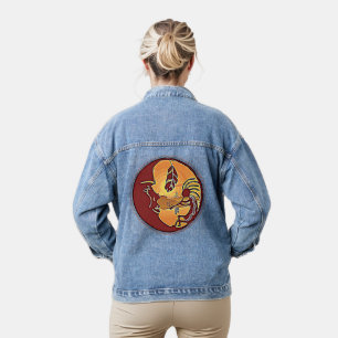 Landscape Button - Kokopelli Moon Feather 1 Denim Jacket