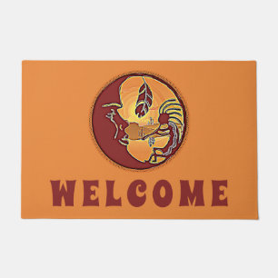 Landscape Button - Kokopelli Moon Feather 1 Doormat