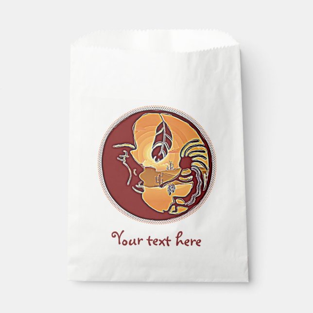 Landscape Button - Kokopelli Moon Feather 1 Favour Bag (Front)