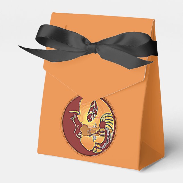 Landscape Button - Kokopelli Moon Feather 1 Favour Box (Front Side)