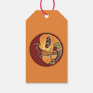 Landscape Button - Kokopelli Moon Feather 1 Gift Tags
