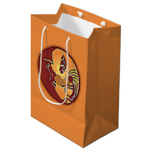 Landscape Button - Kokopelli Moon Feather 1 Medium Gift Bag