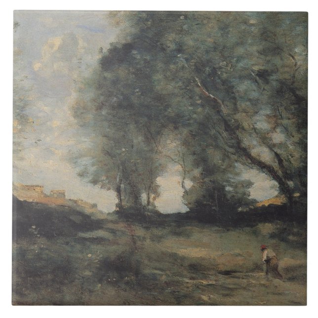 Landscape (by Camille Corot) Ceramic Tile (Front)
