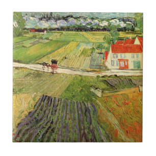 Landscape, Carriage and Train by Vincent van Gogh Ceramic Tile