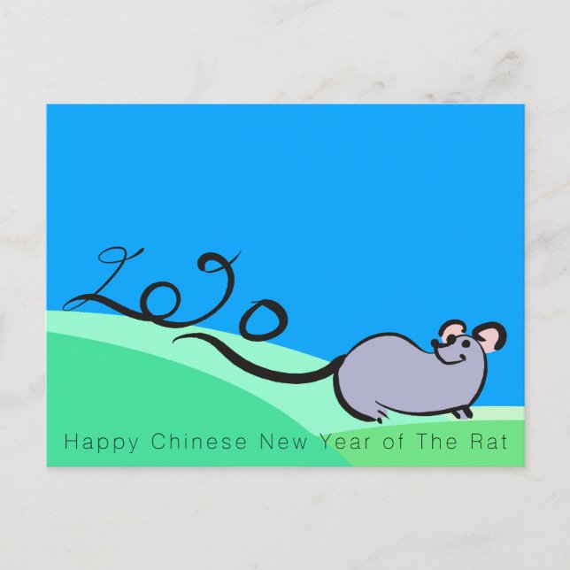 Landscape Cartoon Mouse Chinese Rat Year 2020 P Invitation Postcard (Front)