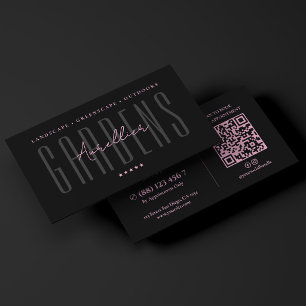 Landscape Designer Pink Black Garden Specialist Business Card