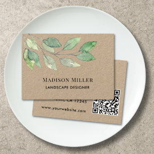 Landscape Designer QR Code Greenery Business Card