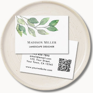 Landscape Designer QR Code Greenery  Business Card