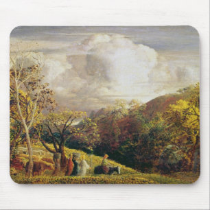 Landscape, figures and cattle mouse pad