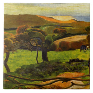 Landscape From Bretagne by Paul Gauguin Ceramic Tile
