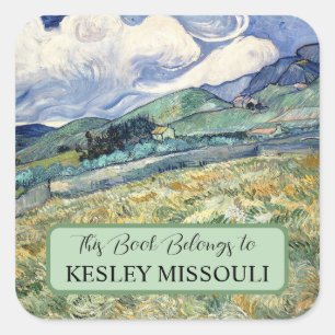 Landscape from Saint-Rémy by Vincent Van Gogh Square Sticker