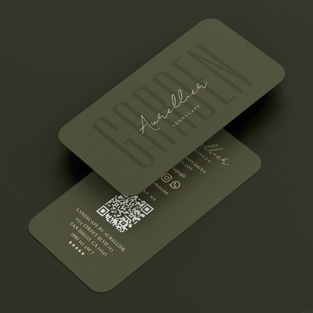 Landscape Gardener Botanist Arborist Green Modern Business Card (Landscape Gardener Botanist Arborist Green Modern Business Card
)