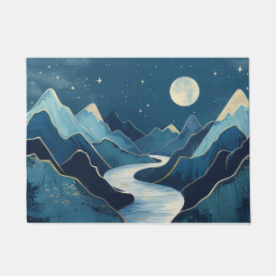 landscape Golden Peaks Under a Night Sky  Doormat
