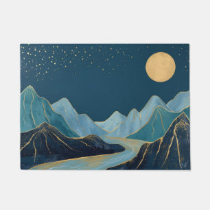 landscape Golden Peaks Under a Night Sky  Doormat