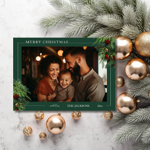 Landscape Green Merry Christmas Photo Card