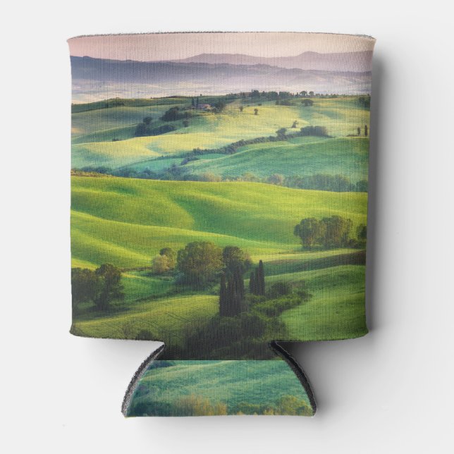 Landscape Greenery: Light Painted Serenity Can Cooler (Front)