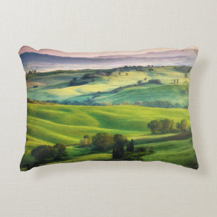 Landscape Greenery: Light Painted Serenity Decorative Cushion