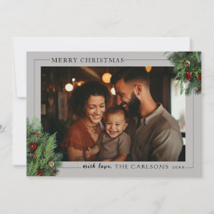 Landscape Grey Merry Christmas Photo Card