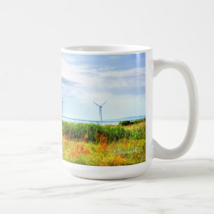 Landscape in Denmark with windmills travel Coffee Mug