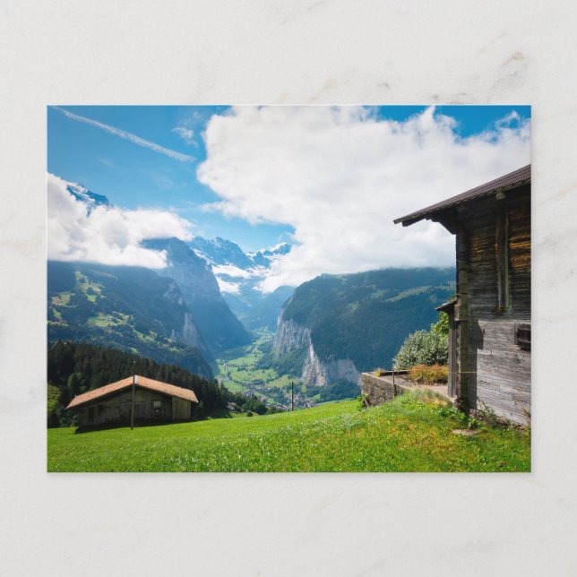Landscape in Lauterbrunnen valley in Switzerland Postcard (Front)