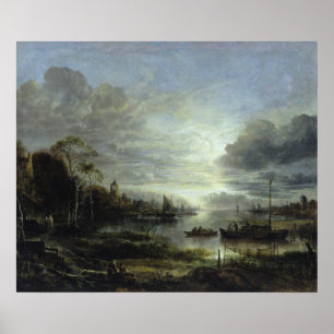 Landscape in Moonlight Poster