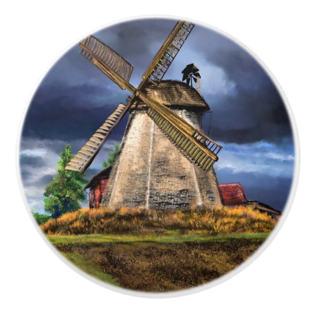 Landscape in the Netherlands Ceramic Knob (Front)