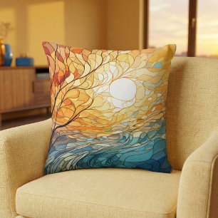 Landscape in Ukrainian folk art motifs  Cushion