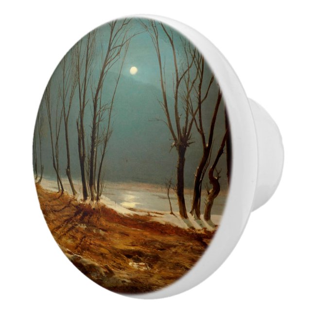 Landscape in Winter at Moonlight by Carl Blechen Ceramic Knob (Right)