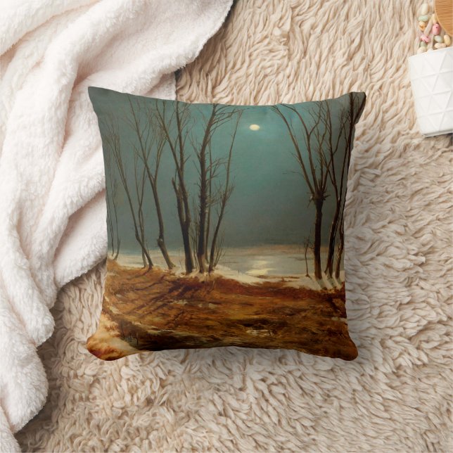 Landscape in Winter at Moonlight by Carl Blechen Cushion (Blanket)
