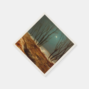 Landscape in Winter at Moonlight by Carl Blechen Napkin