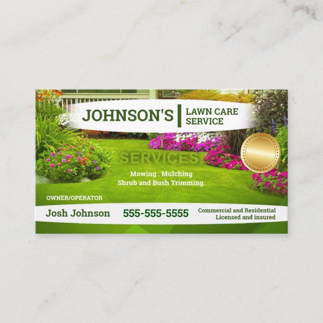 Landscape Lawn Care Business Card (Front)