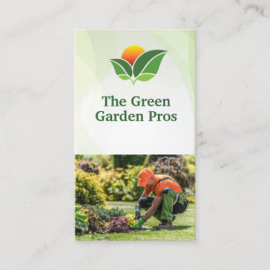 Landscape Logo Gardener Working Business Card