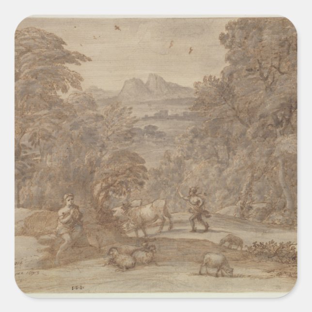 Landscape  Mercury and Apollo Square Sticker (Front)