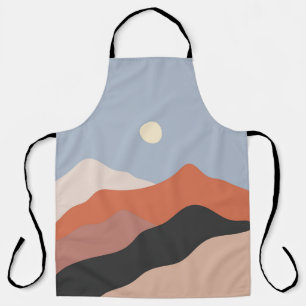Landscape mid century illustrations,minimalist lan apron