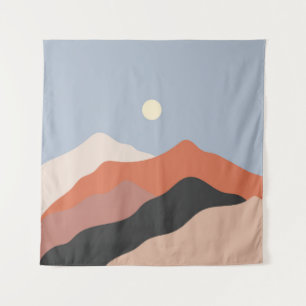 Landscape mid century illustrations,minimalist lan tapestry