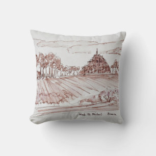 Landscape Mont Saint-Michel Normandy, France Cushion