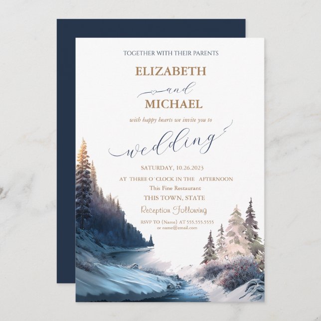 Landscape,Nature,Forest Wedding Invitation (Front/Back)