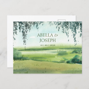 Landscape nature grass trees wedding  invitation postcard